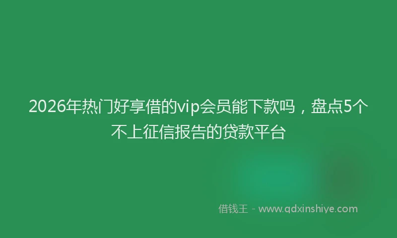 2026年热门好享借的vip会员能下款吗，盘点5个不上征信报告的贷款平台