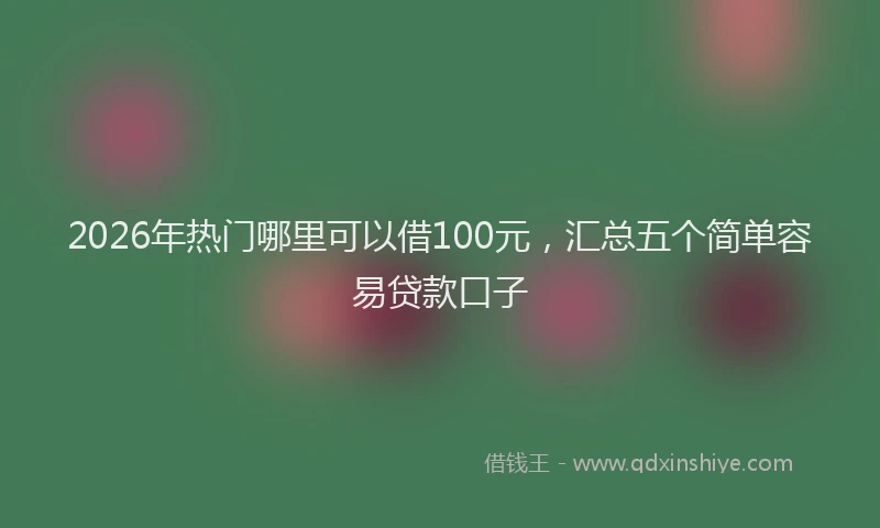 2026年热门哪里可以借100元，汇总五个简单容易贷款口子