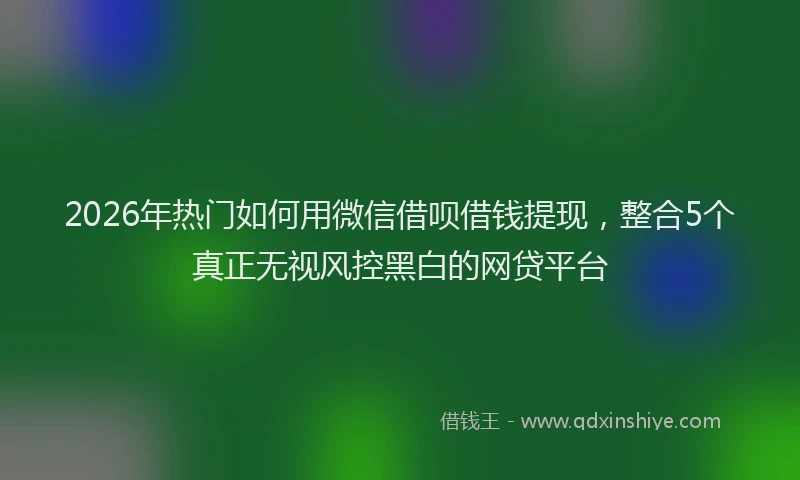2026年热门如何用微信借呗借钱提现，整合5个真正无视风控黑白的网贷平台