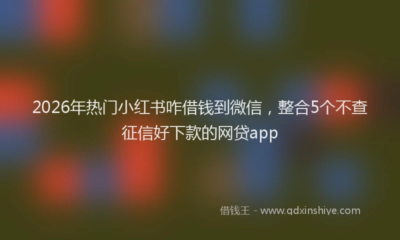 2026年热门小红书咋借钱到微信，整合5个不查征信好下款的网贷app