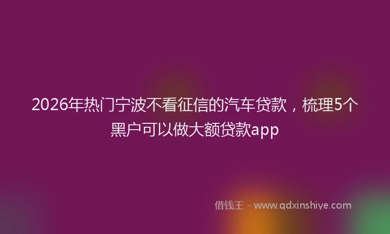 2026年热门宁波不看征信的汽车贷款，梳理5个黑户可以做大额贷款app