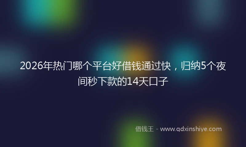 2026年热门哪个平台好借钱通过快，归纳5个夜间秒下款的14天口子