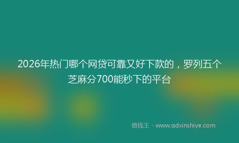 2026年热门哪个网贷可靠又好下款的，罗列五个芝麻分700能秒下的平台