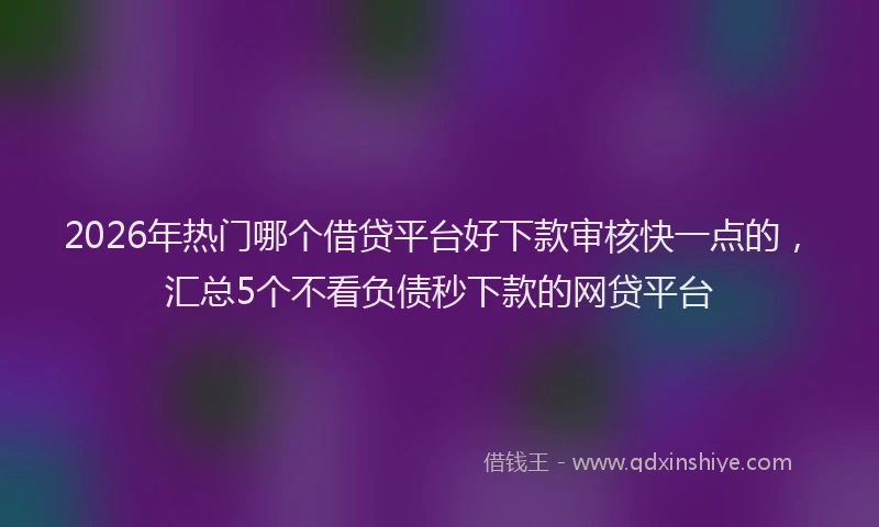 2026年热门哪个借贷平台好下款审核快一点的，汇总5个不看负债秒下款的网贷平台