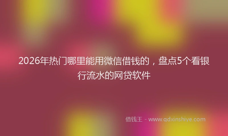 2026年热门哪里能用微信借钱的，盘点5个看银行流水的网贷软件