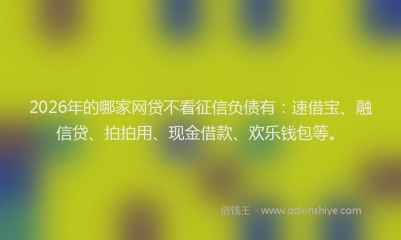 2026年的哪家网贷不看征信负债有：速借宝、融信贷、拍拍用、现金借款、欢乐钱包等。