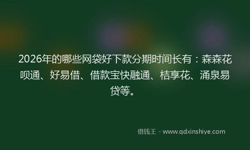 2026年的哪些网袋好下款分期时间长有：森森花呗通、好易借、借款宝快融通、桔享花、涌泉易贷等。