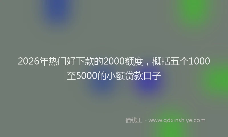 2026年热门好下款的2000额度，概括五个1000至5000的小额贷款口子