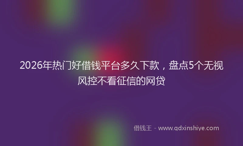 2026年热门好借钱平台多久下款，盘点5个无视风控不看征信的网贷