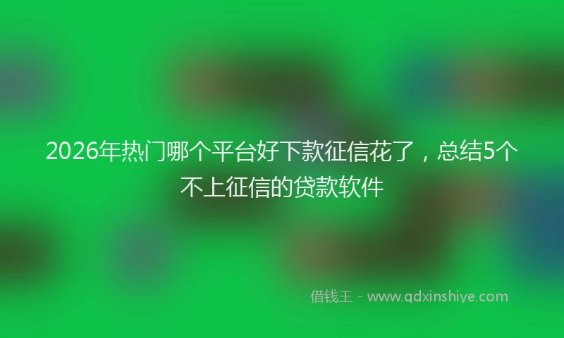 2026年热门哪个平台好下款征信花了，总结5个不上征信的贷款软件