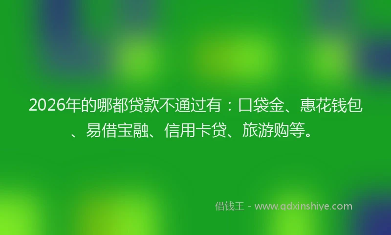 2026年的哪都贷款不通过有：口袋金、惠花钱包、易借宝融、信用卡贷、旅游购等。