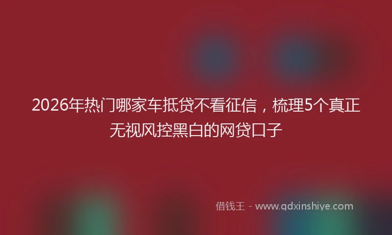 2026年热门哪家车抵贷不看征信，梳理5个真正无视风控黑白的网贷口子