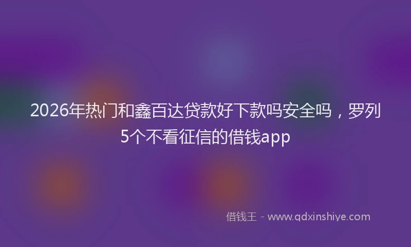 2026年热门和鑫百达贷款好下款吗安全吗，罗列5个不看征信的借钱app