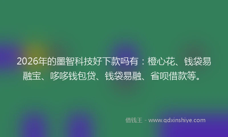 2026年的墨智科技好下款吗有：橙心花、钱袋易融宝、哆哆钱包贷、钱袋易融、省呗借款等。