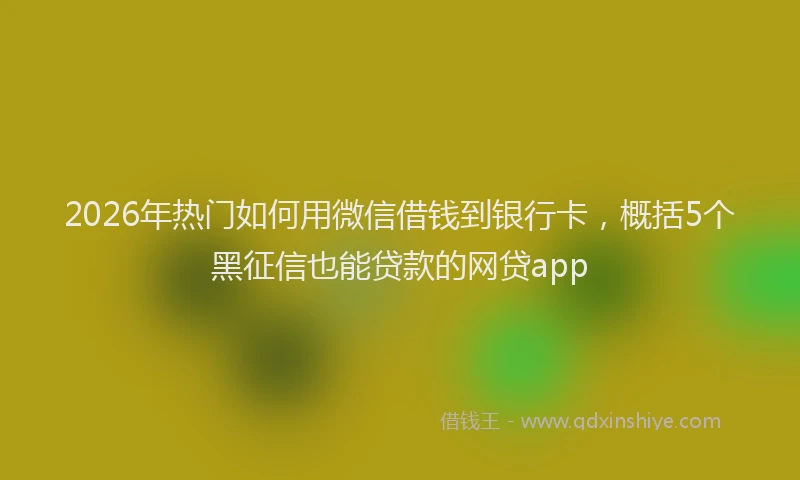 2026年热门如何用微信借钱到银行卡，概括5个黑征信也能贷款的网贷app