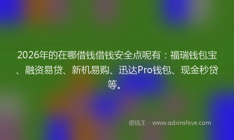 2026年的在哪借钱借钱安全点呢有：福瑞钱包宝、融资易贷、新机易购、迅达Pro钱包、现金秒贷等。