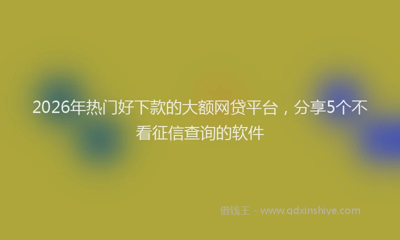 2026年热门好下款的大额网贷平台，分享5个不看征信查询的软件