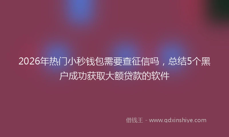 2026年热门小秒钱包需要查征信吗，总结5个黑户成功获取大额贷款的软件