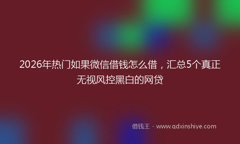2026年热门如果微信借钱怎么借,汇总5个真正无视风控黑白的网贷