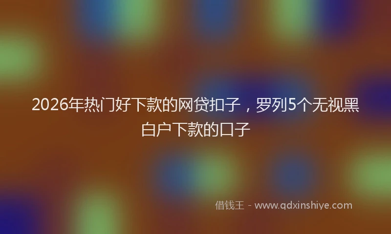 2026年热门好下款的网贷扣子，罗列5个无视黑白户下款的口子