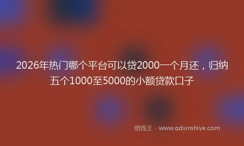 2026年热门哪个平台可以贷2000一个月还，归纳五个1000至5000的小额贷款口子