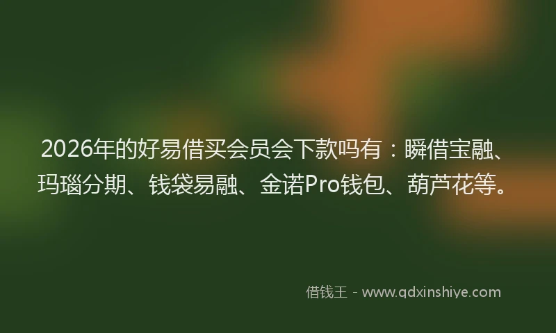 2026年的好易借买会员会下款吗有：瞬借宝融、玛瑙分期、钱袋易融、金诺Pro钱包、葫芦花等。