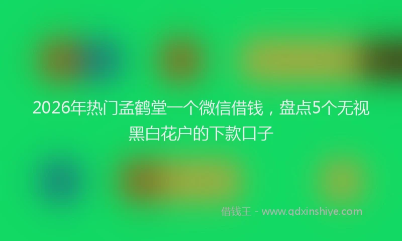 2026年热门孟鹤堂一个微信借钱,盘点5个无视黑白花户的下款口子