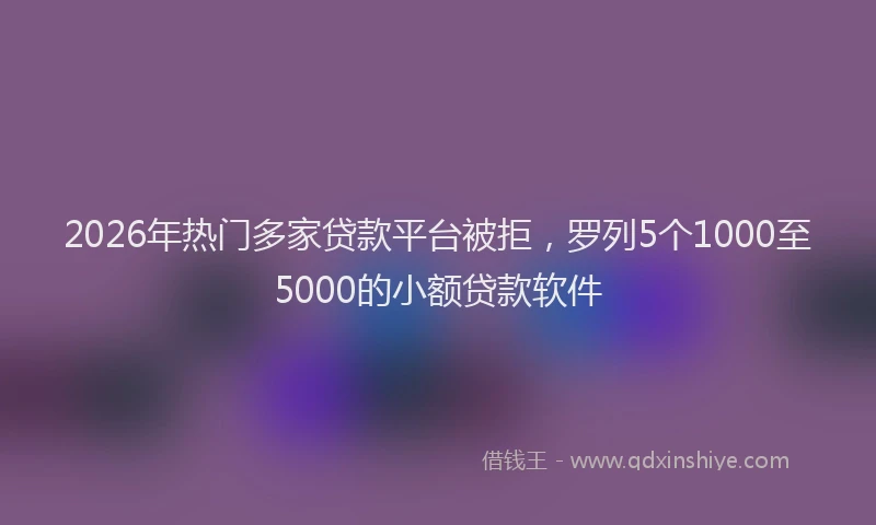 2026年热门多家贷款平台被拒，罗列5个1000至5000的小额贷款软件
