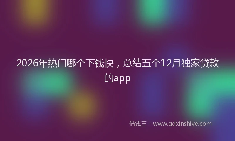 2026年热门哪个下钱快，总结五个12月独家贷款的app