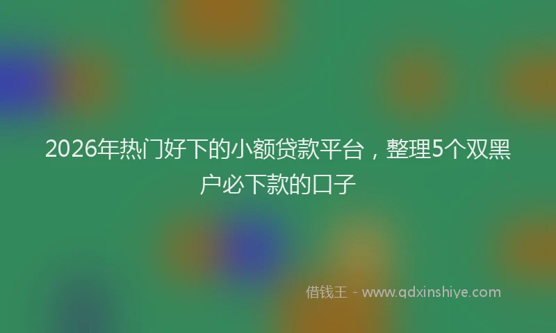 2026年热门好下的小额贷款平台，整理5个双黑户必下款的口子