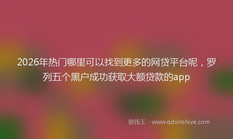 2026年热门哪里可以找到更多的网贷平台呢，罗列五个黑户成功获取大额贷款的app