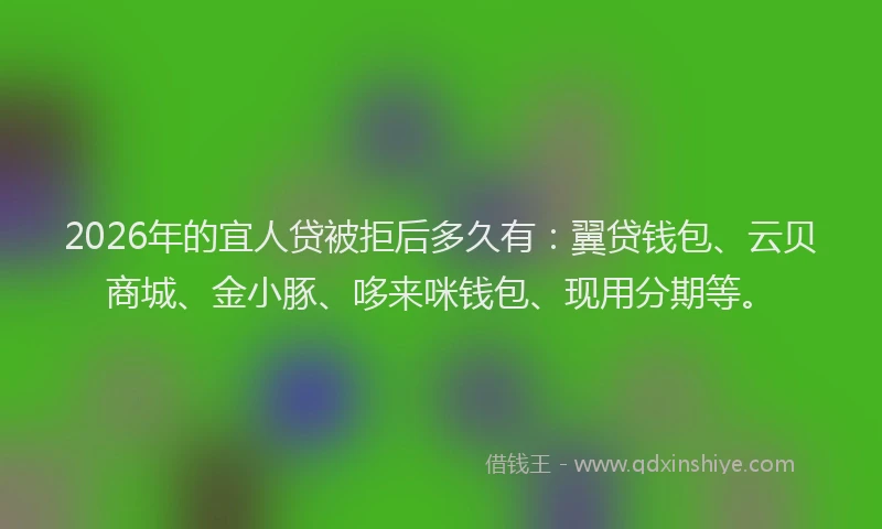 2026年的宜人贷被拒后多久有：翼贷钱包、云贝商城、金小豚、哆来咪钱包、现用分期等。