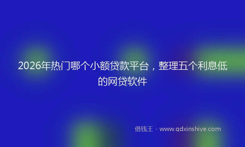 2026年热门哪个小额贷款平台，整理五个利息低的网贷软件