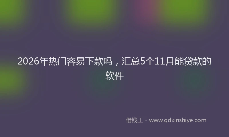 2026年热门容易下款吗，汇总5个11月能贷款的软件