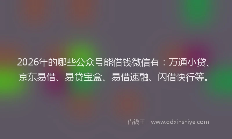 2026年的哪些公众号能借钱微信有：万通小贷、京东易借、易贷宝盒、易借速融、闪借快行等。