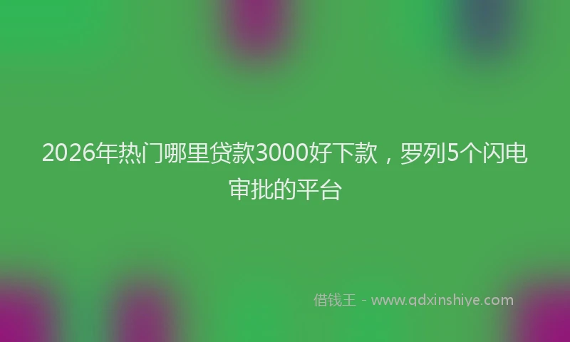 2026年热门哪里贷款3000好下款，罗列5个闪电审批的平台