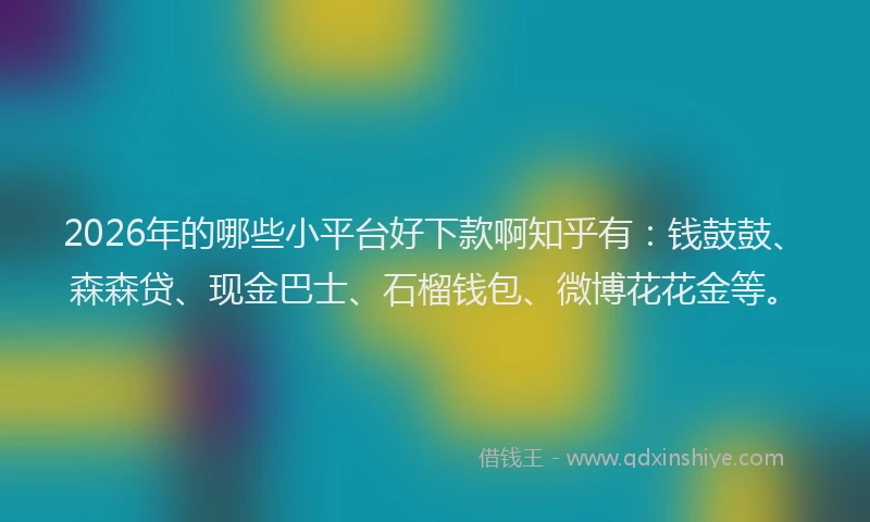 2026年的哪些小平台好下款啊知乎有：钱鼓鼓、森森贷、现金巴士、石榴钱包、微博花花金等。