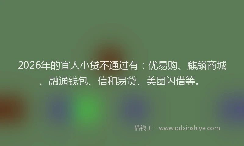 2026年的宜人小贷不通过有：优易购、麒麟商城、融通钱包、信和易贷、美团闪借等。