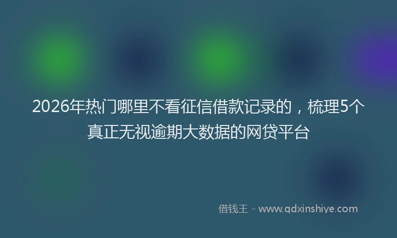 2026年热门哪里不看征信借款记录的，梳理5个真正无视逾期大数据的网贷平台