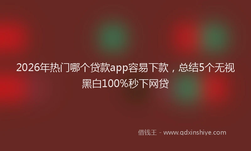 2026年热门哪个贷款app容易下款，总结5个无视黑白100%秒下网贷