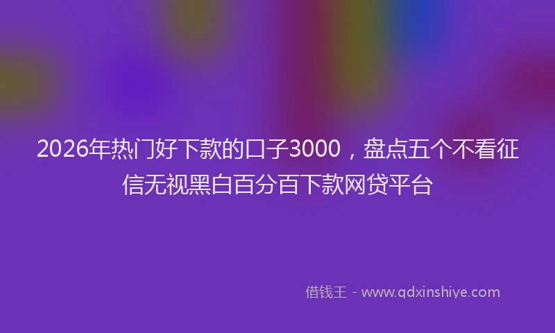 2026年热门好下款的口子3000，盘点五个不看征信无视黑白百分百下款网贷平台