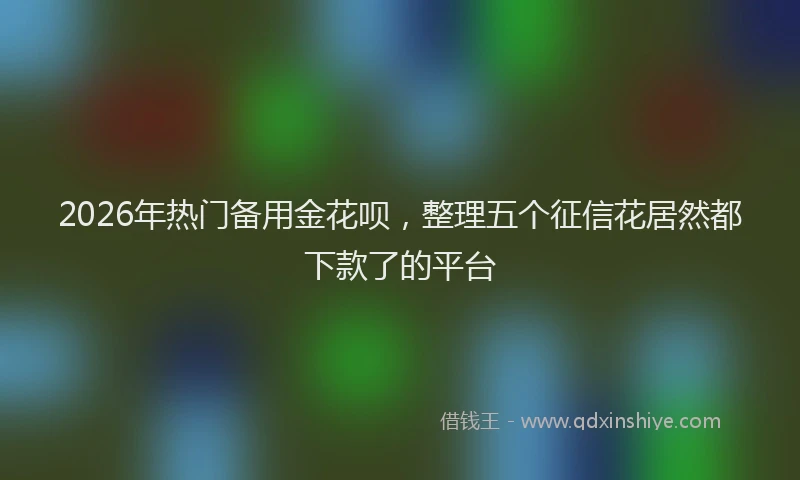 2026年热门备用金花呗，整理五个征信花居然都下款了的平台