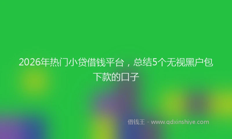 2026年热门小贷借钱平台，总结5个无视黑户包下款的口子