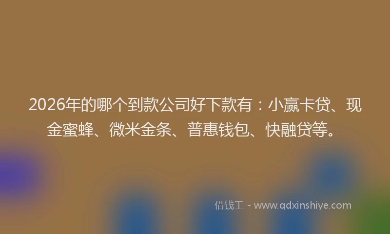 2026年的哪个到款公司好下款有：小赢卡贷、现金蜜蜂、微米金条、普惠钱包、快融贷等。