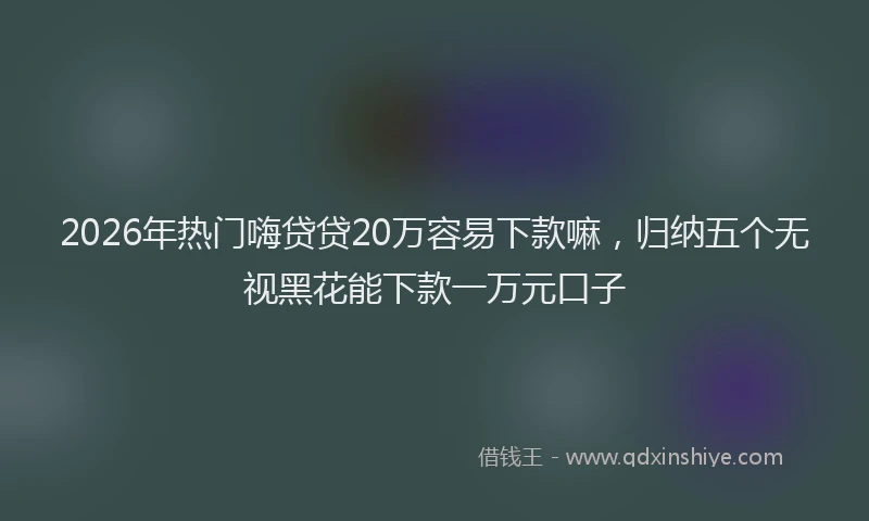 2026年热门嗨贷贷20万容易下款嘛，归纳五个无视黑花能下款一万元口子