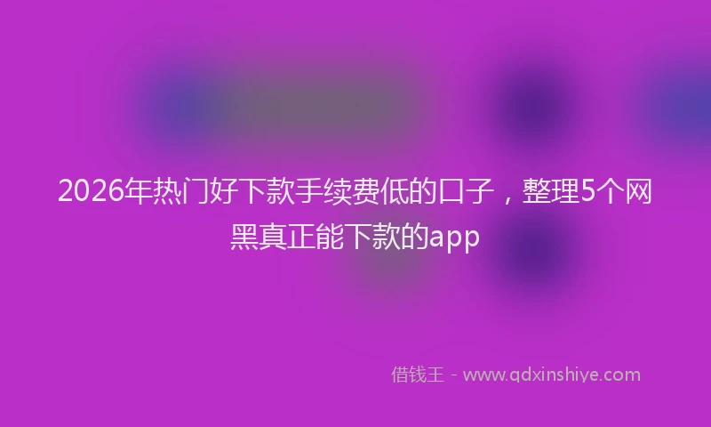 2026年热门好下款手续费低的口子，整理5个网黑真正能下款的app