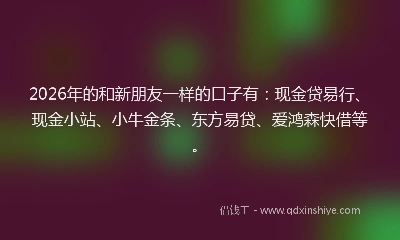 2026年的和新朋友一样的口子有：现金贷易行、现金小站、小牛金条、东方易贷、爱鸿森快借等。