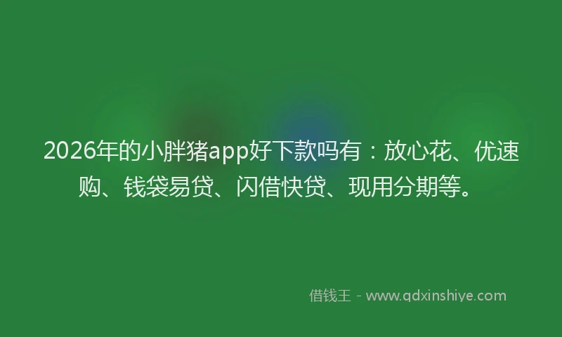 2026年的小胖猪app好下款吗有：放心花、优速购、钱袋易贷、闪借快贷、现用分期等。