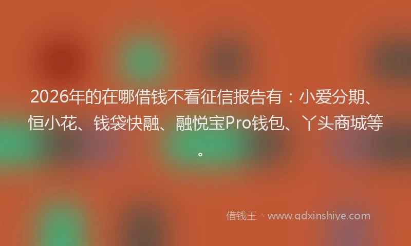 2026年的在哪借钱不看征信报告有：小爱分期、恒小花、钱袋快融、融悦宝Pro钱包、丫头商城等。