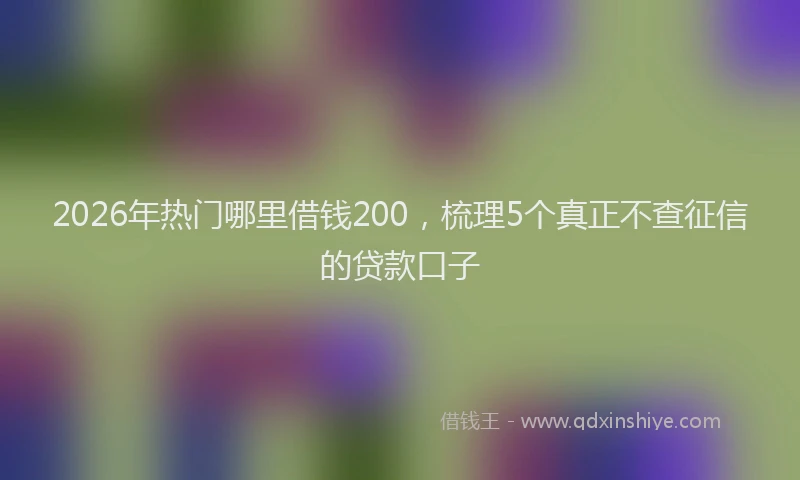 2026年热门哪里借钱200，梳理5个真正不查征信的贷款口子